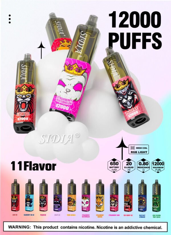 Hot Selling Sidia 12000 Puffs 20 Ml Disposable